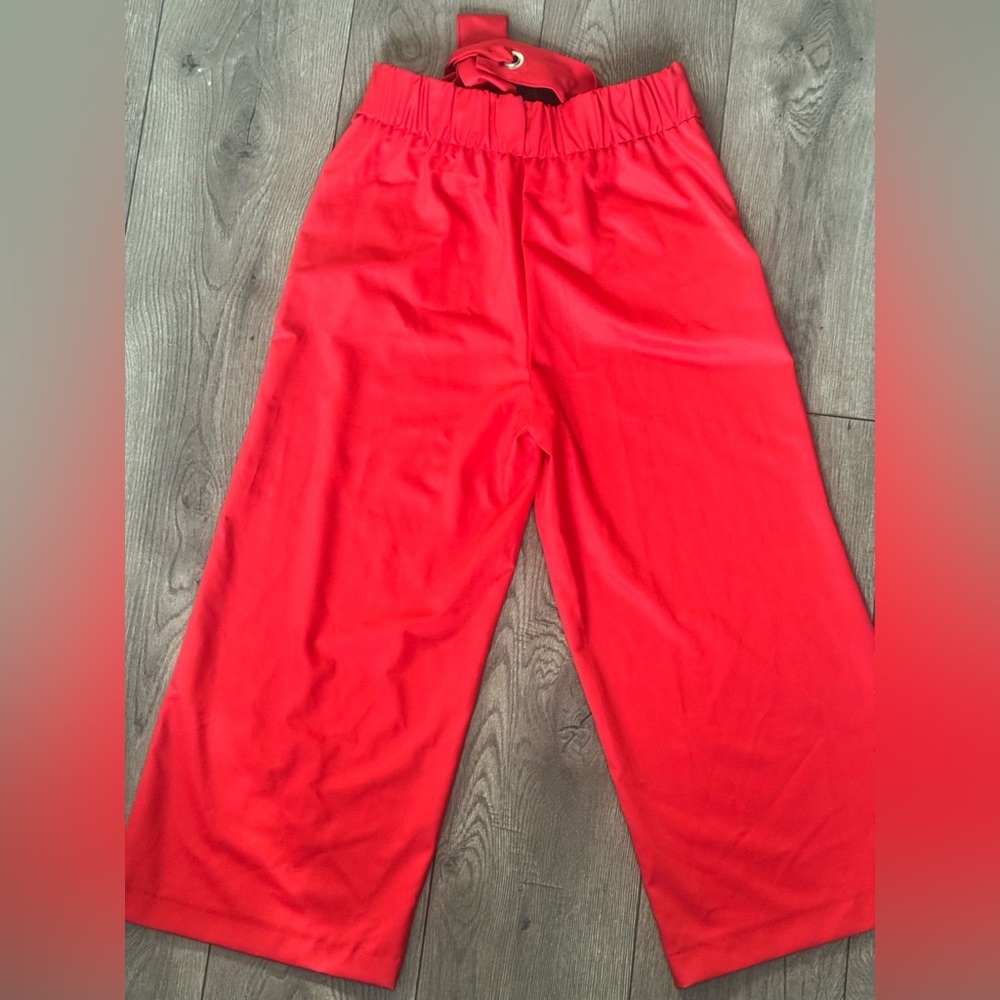 Zara Vibrant Red Cropped Pants,Size Small - Picture 5 of 7